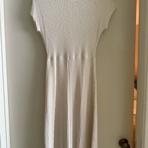 Everlane Cream Ribbed Midi Dress